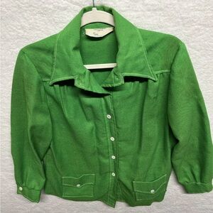 Vintage Sears 1960s Vibrant Green Mod Smock Jacket Top